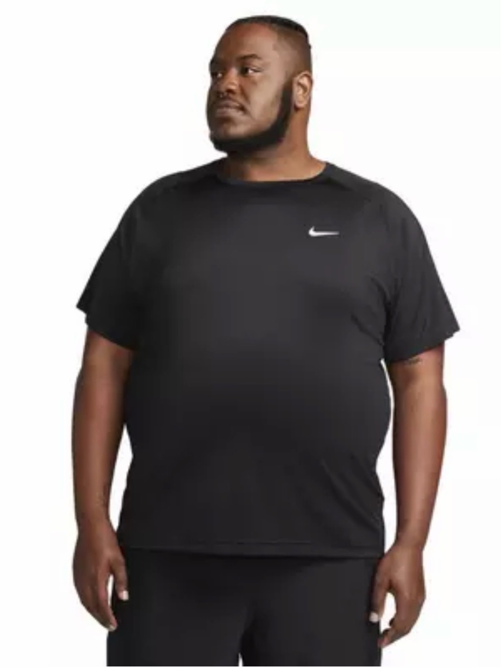 Nike Dri-Fit Black Short-Sleeve Performance Training Tee with White Swoosh 4XL